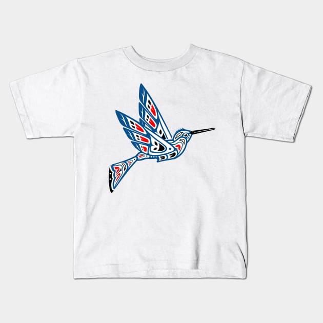 Hummingbird Pacific Northwest Native American Indian Art Kids T-Shirt by twizzler3b